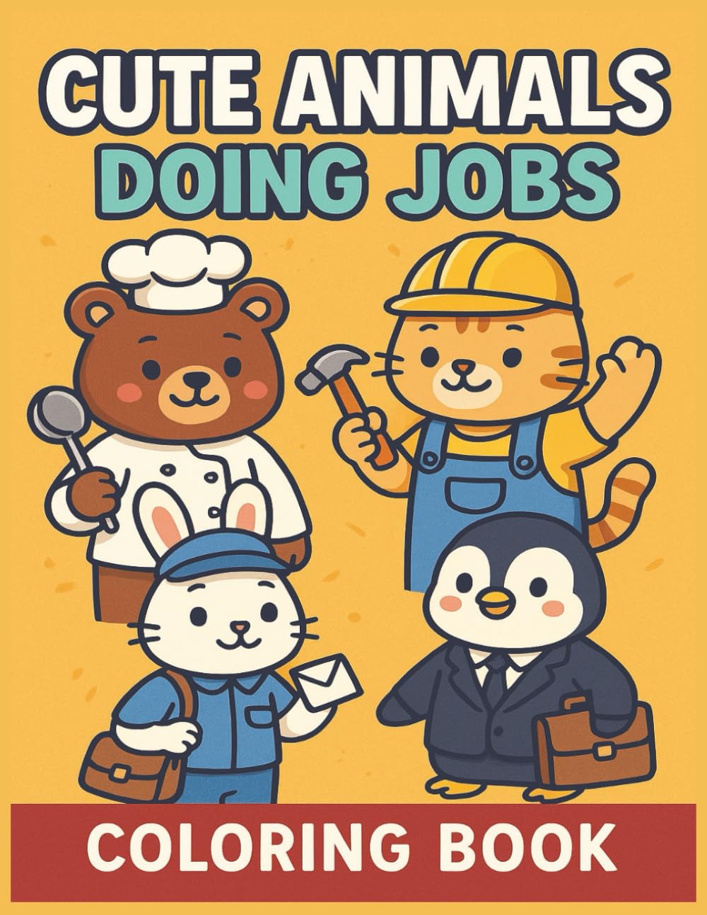 Cute Animals Doing Jobs: Coloring Book for Kids: A Fun and Adorable Coloring Book of Animal Workers for Doing Various Fun Jobs Kids Ages 4–12