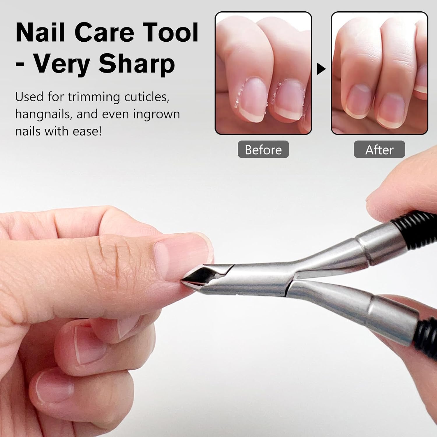 Black Grip & Snip Spiral Spring Cuticle Nipper, Pedicure Manicure Tools for Nails, Effortless Grip and Snip for Spiral Shear Dead Skin
