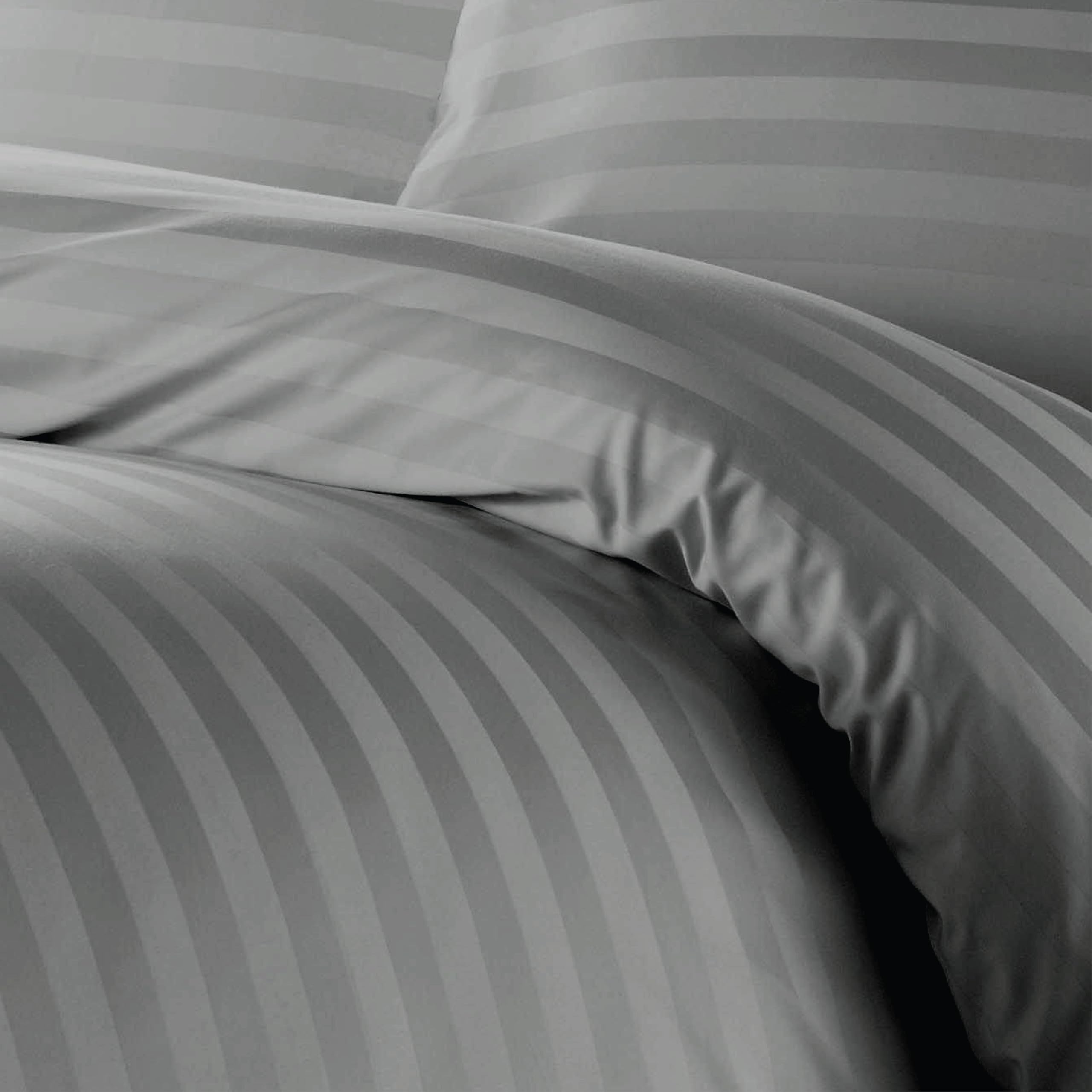Ev Dekor® Single Duvet Cover Set Hotel Quality Stripes Satin Bedding Single Bed Set including 1 Pillowcase - Image 4