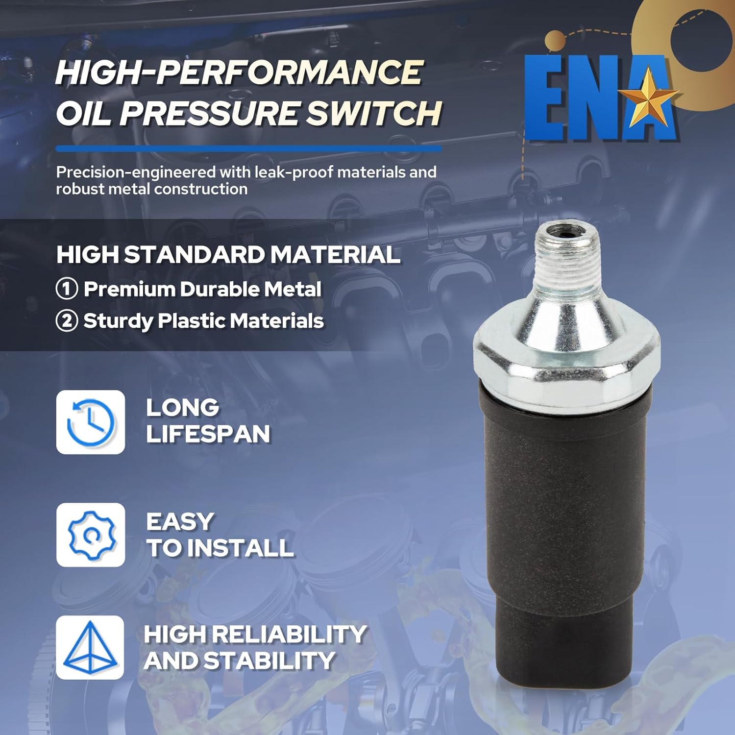 ENA Engine Oil Pressure Sensor Switch Compatible with 1992 1993 1994 1995 1996 1997 1998 1999 2000 2001 2002 Jeep Grand Cherokee Wrangler Comanche Dodge Viper Replacement for 56026779AB 1S6646 PS233
