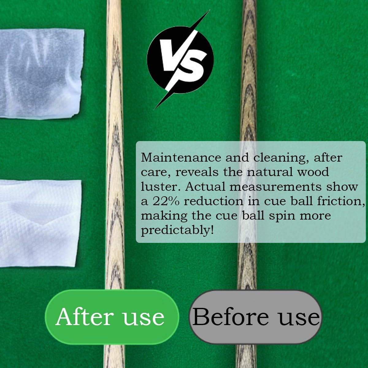 Pool Cue Care Wipes, Deep Cleaning, Pull-Out Design, Suitable for Cleaning Billiard Cues(A,14.5 * 8.5 * 10.5cm)