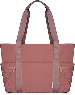 NOL Lightweight Puffer Tote Bag for Women-Quilted Shoulder Bag with Zippered Compartments | Waterproof Puffy Handbag for Work