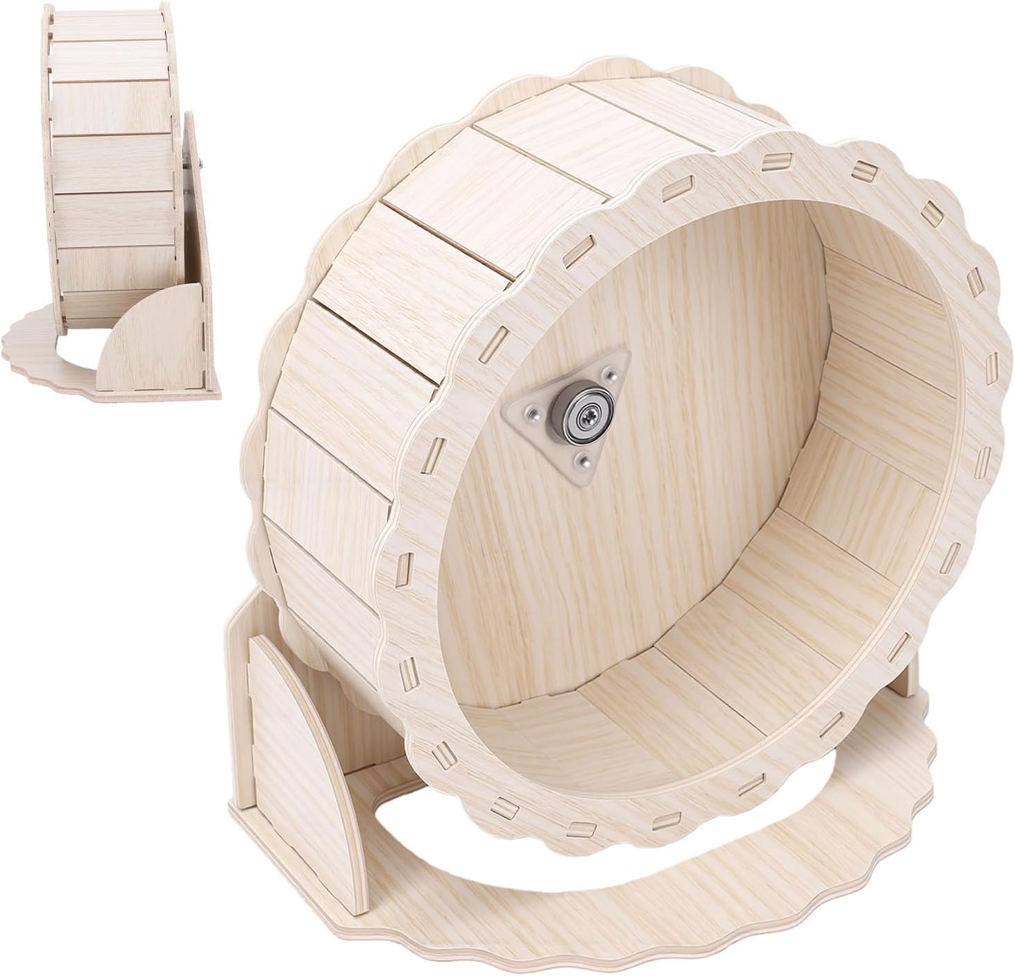 AYNEFY Small Animal Exercise Wheel Hamster Wooden Silent Wheel Quiet Spinning Small Animal Exercise Hamster Running Pets Cage Entertainment Toy for Gerbils Guinea Pig