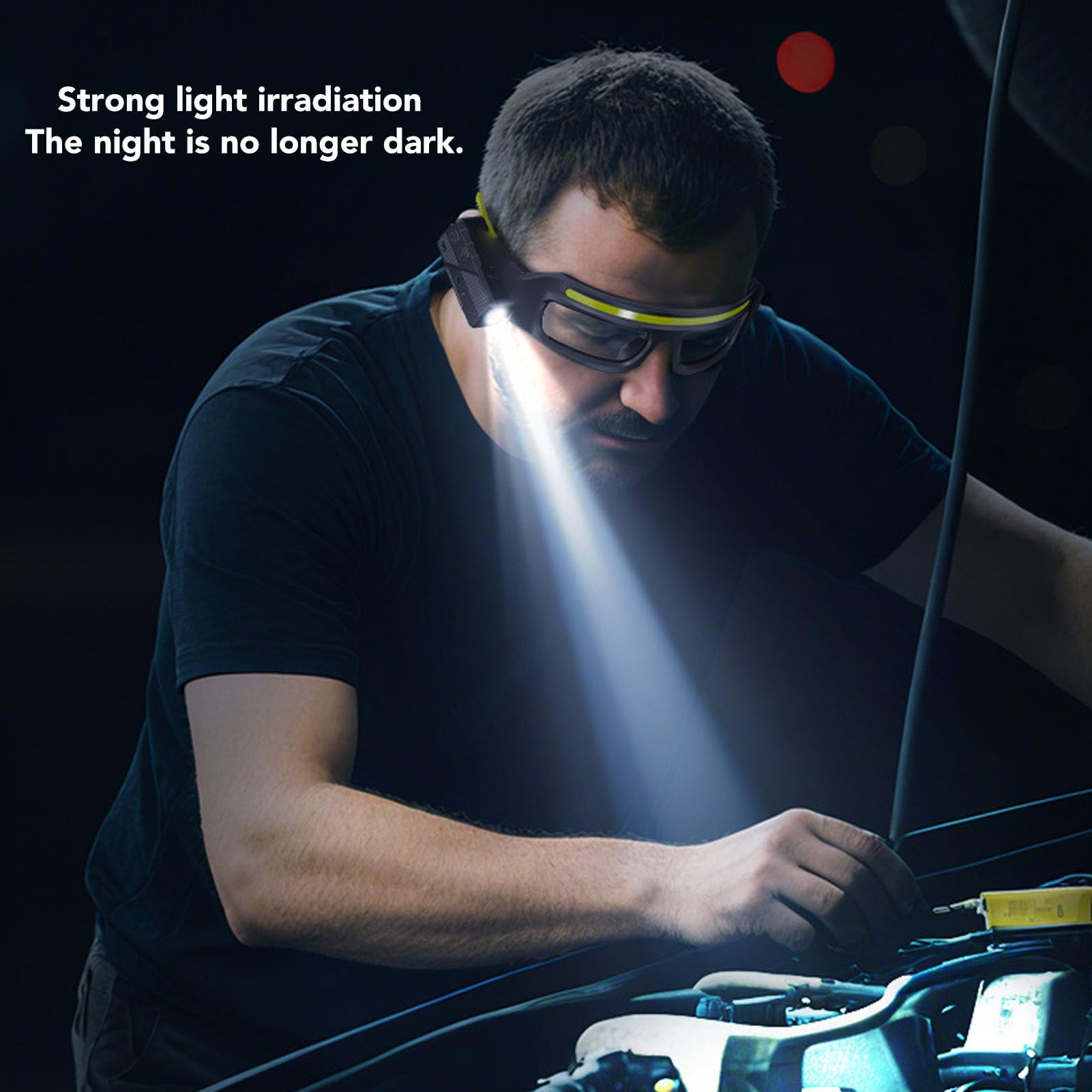 Linterna Frontal para Gafas, LED COB 1000LM, Resistente Al Agua, USB, Luz de Trabajo Portátil, Gafas Frontales con Sensor de Onda para Pesca Nocturna Al Aire, Ciclismo