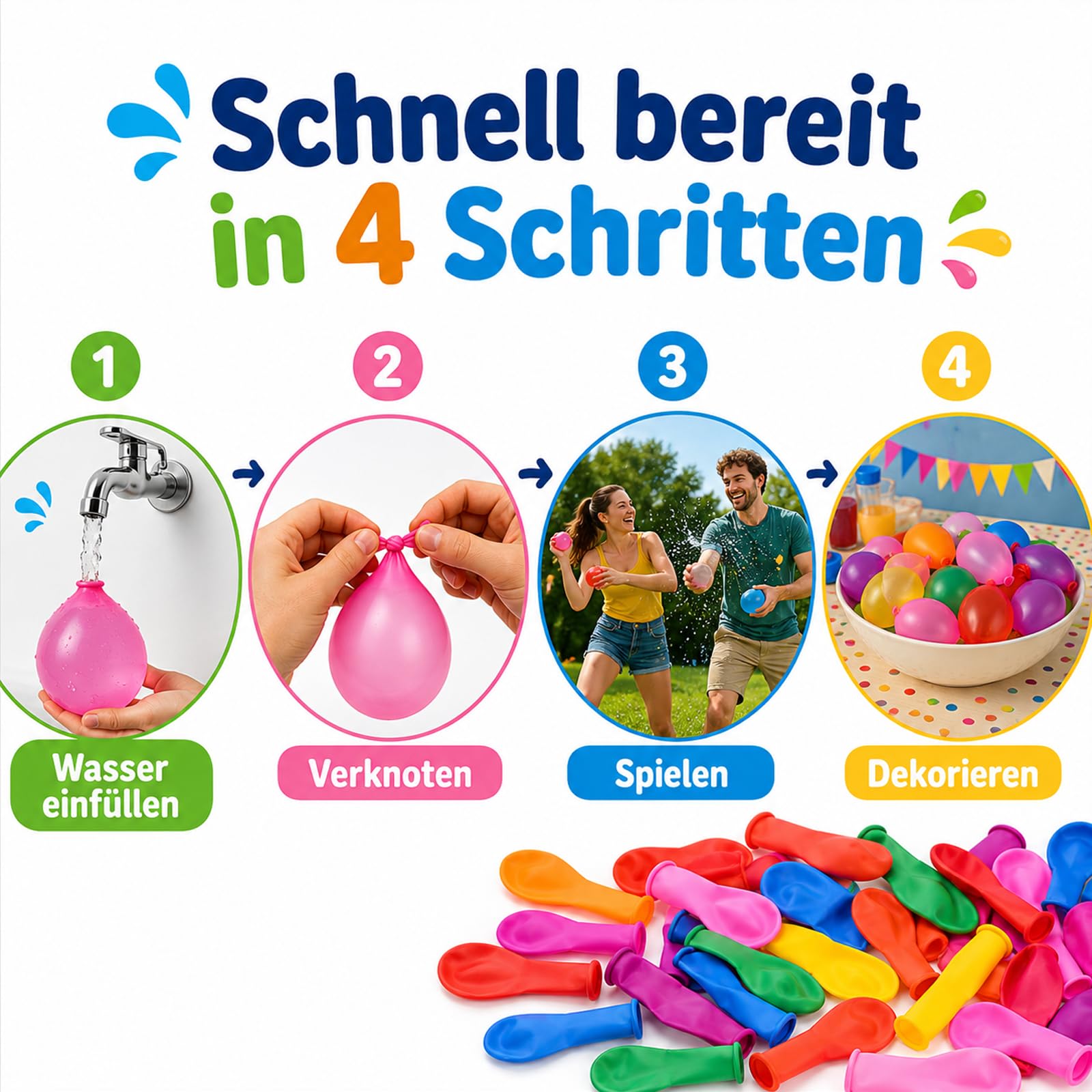 DazzJoy Bomby wodne do zabawek basenowych, 200 sztuk, kolorowe mini balony, kolorowe bomby wodne, balony do gier wodnych, bitwy wodnej, zabawki wodne dla dzieci