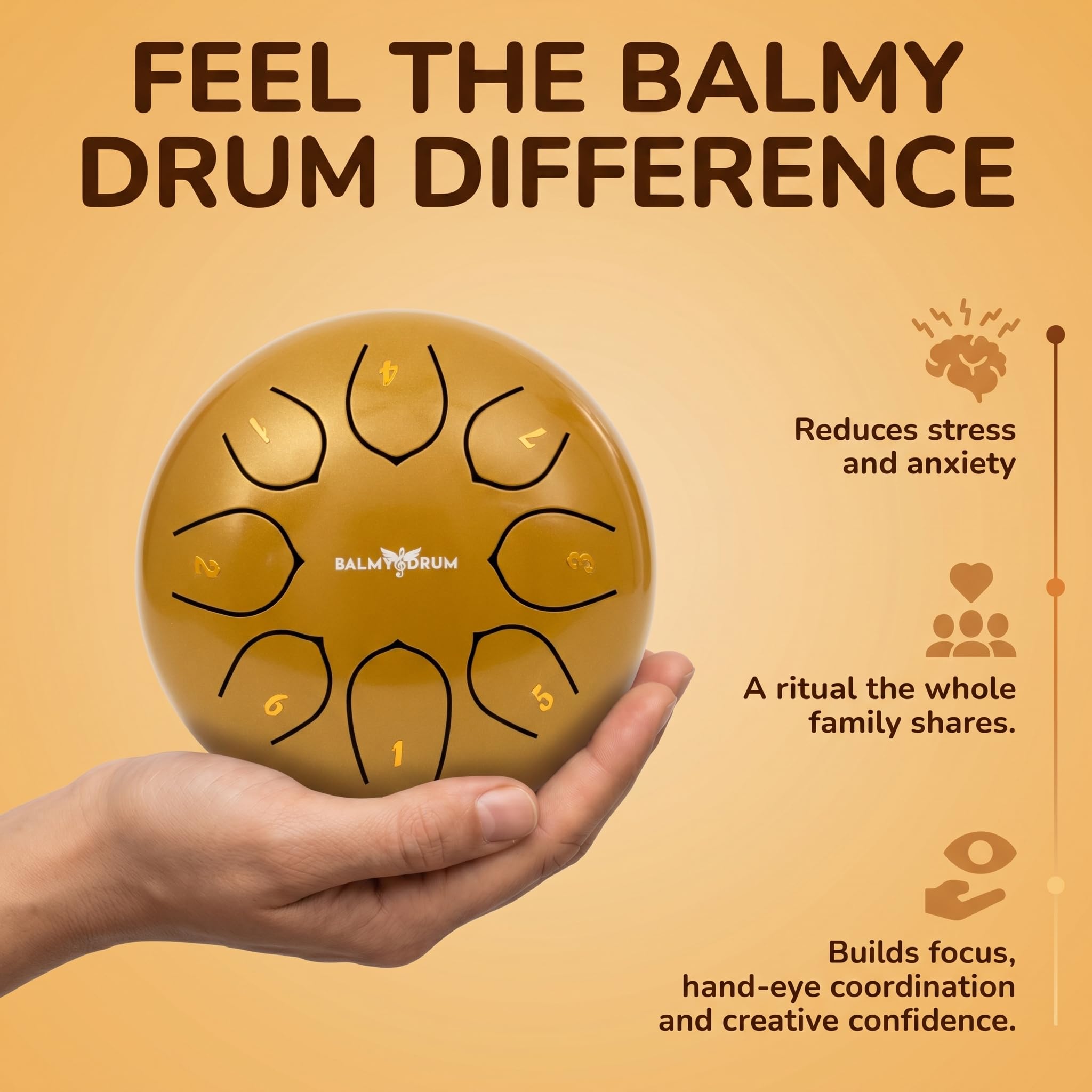 The Balmy Drum stalowy bęben językowy 8 Note 15 cm, stalowy instrument perkusyjny, bęben dla dorosłych, zestaw Balmy Drum dla dzieci, z książką muzyczną, bębnem ręcznym, młotkiem i torbą do