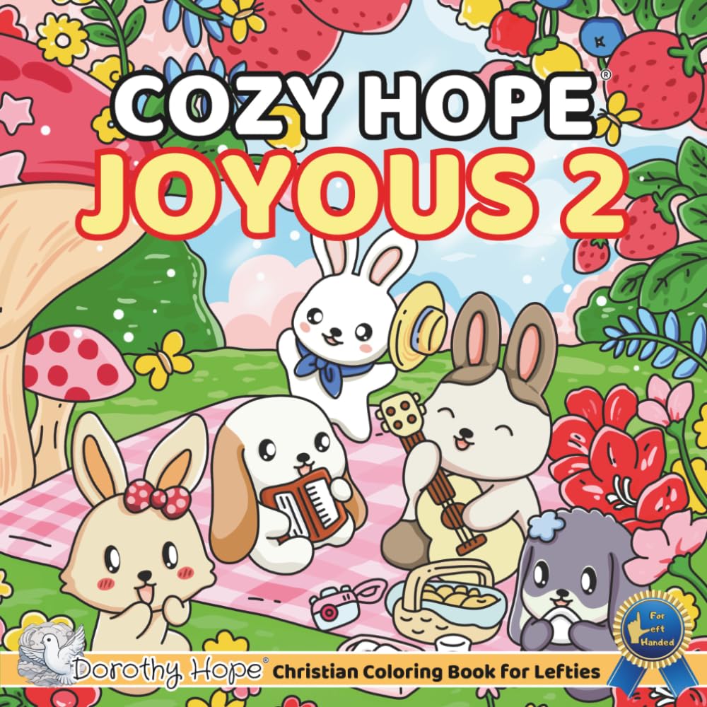 Cozy HOPE JOYOUS 2 (Left-Handed Edition): Christian Comfy Coloring Book for Left-Handed Adults and Teens Featuring Cute Adorable Bunnies in Joyous ... & Simple, Cute & Easy) (COZY HOPE Series)