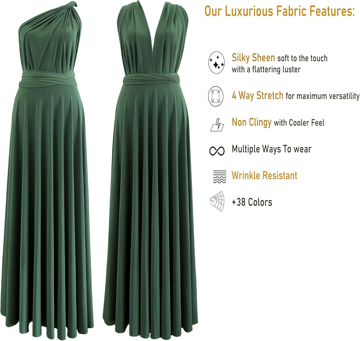 Infinity Dress with Bandeau, Made in USA, Multiway Bridesmaid Dress Convertible Dress, Long, Plus Size & Regular Size Maxi - Image 3