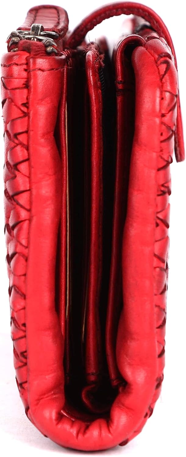 Genuine Leather Wallets for Women, Small Wallet for Ladies Zipper Coin Purse Credit Card Holder with Strap (VL-163-RED) - Image 7