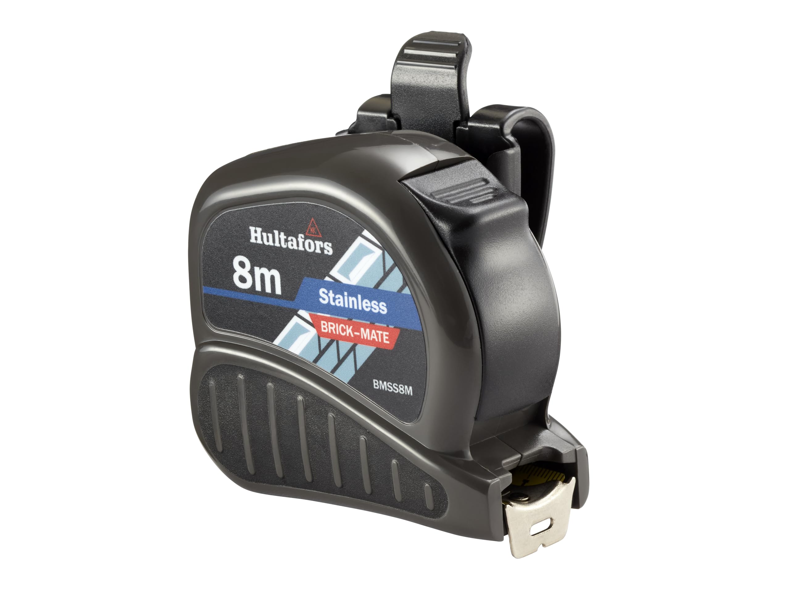 Hultafors BMSS8M Brick‑Mate Stainless Steel Pocket Tape 8m Metric Only with Non‑Slip Rubber Grip and Strong End Hook - Image 2