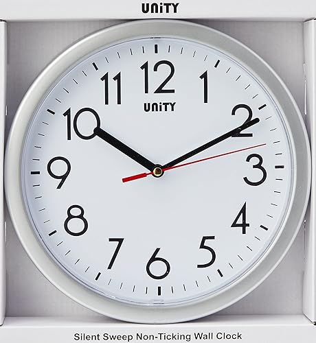 Miniatura 2 de Unity Reloj de pared, Hastings, silencioso, moderno, plateado, 8.7 in