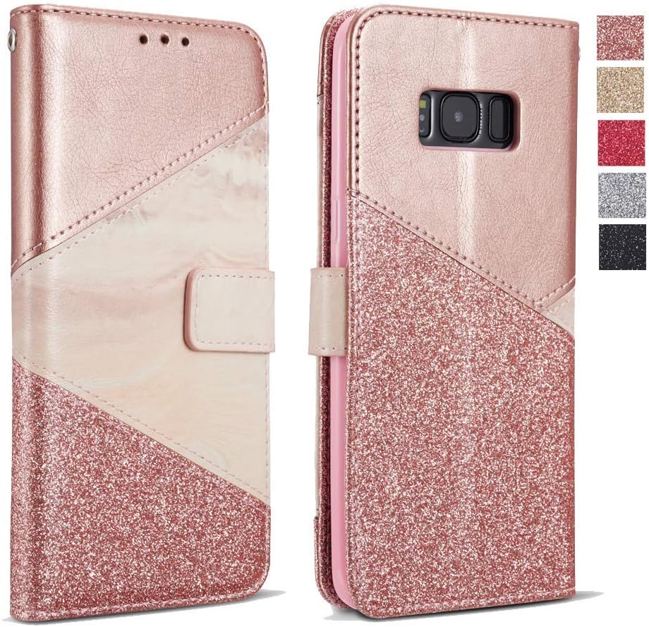 ZCDAYE Wallet Case for Huawei P20 Pro,Premium Bling Glitter [Magnetic Closure] PU Leather [Ceramic Pattern] Stand Folio Inner Soft TPU with [Card Slots] Flip Cover for Huawei P20 Pro - Rose Gold