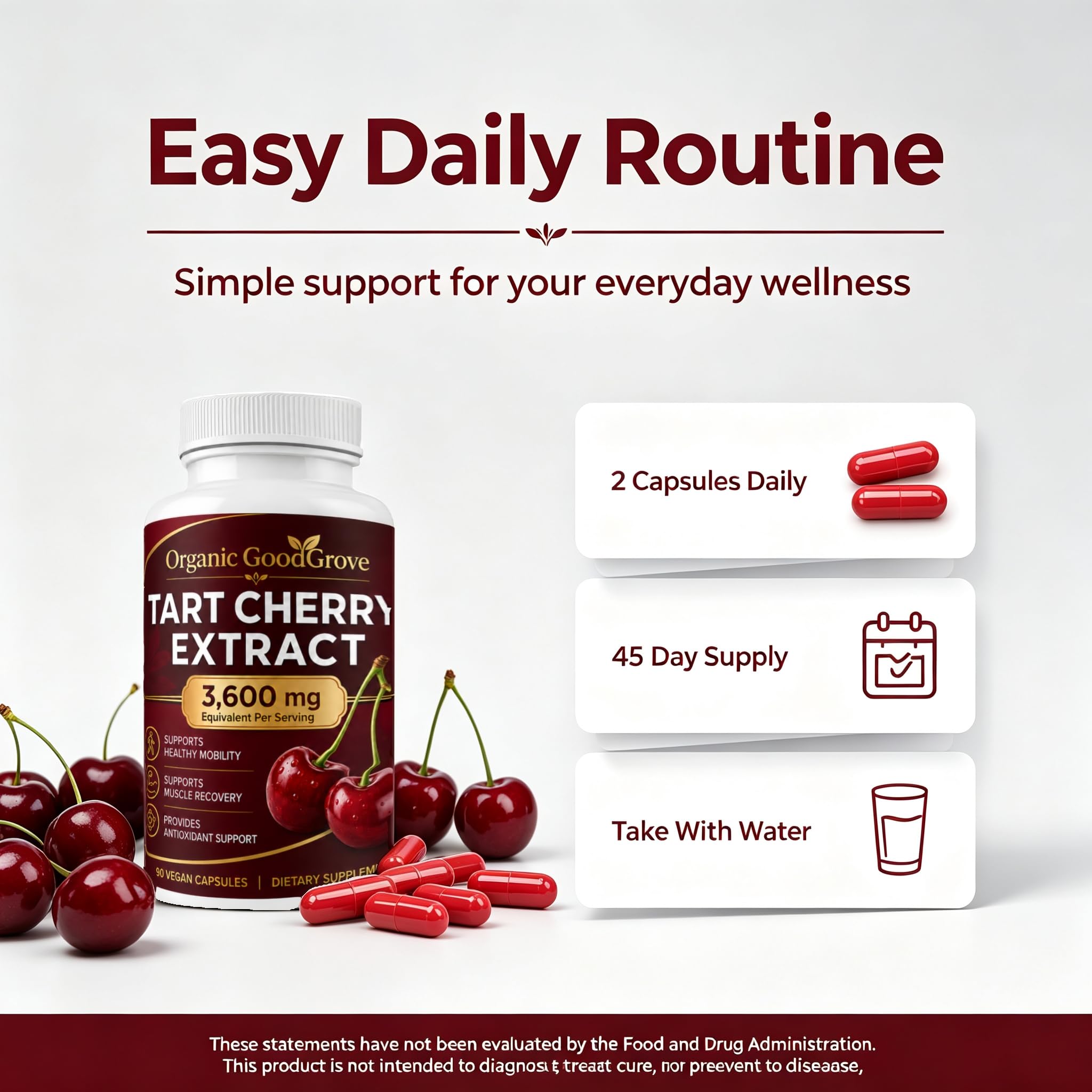 Acid Cherry Capsules - High Concentration Acid Cherry Extract, 3600 milligrams per Serving - Vegan, Non-GMO, Gluten-Free - 90 Capsules — Amazon image 7