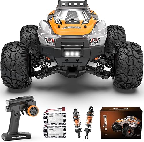 AMORIL 114 - Coches RC mejorados para adultos 40KMH control remoto rápido 4x4 camiones monstruos todoterreno para niños RC Rock Crawler con 23S ESC