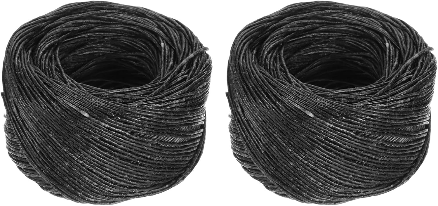 PATIKIL 2Pcs 200ft/61m Beeswax Wick Rope, 1.2mm Thick Candle Making Wicks with Natural Beeswax Well Coated for Candle String Making Wick Lighter, Black