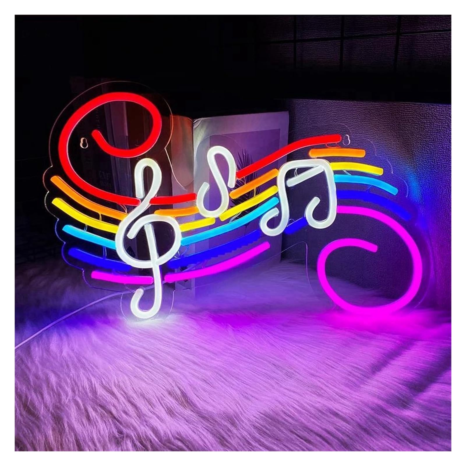 XENITE Luci al Neon Da Parete Insegna Al Neon Con Nota Musicale Luce LED A Colori Alimentata Tramite USB Per Studio Musicale Negozio Casa Camera Da Letto Bar Decorazione 42cmx28cm