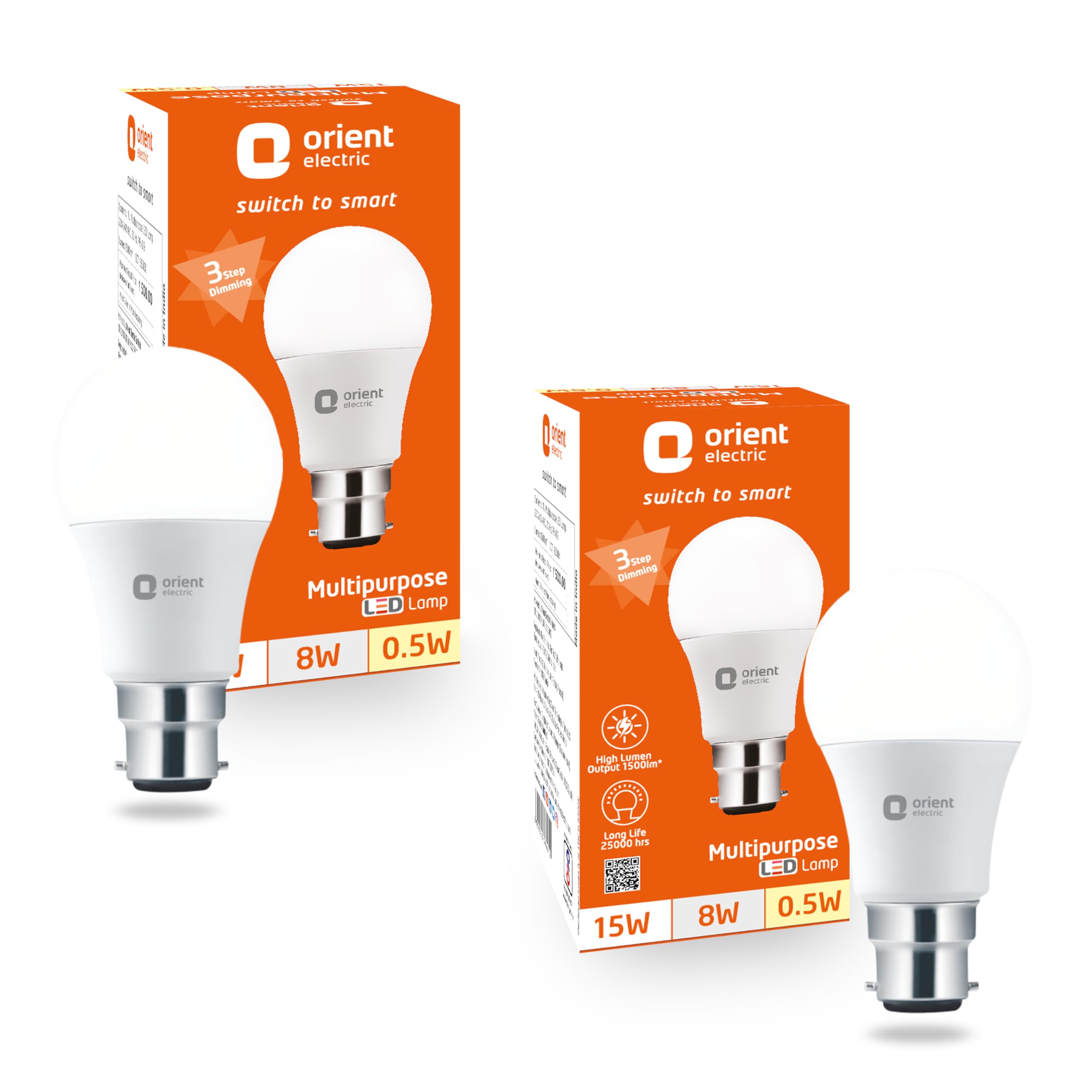 Orient Electric Multipurpose LED Bulb 15W,multi wattage led light 15W-8W-0.5W with dimming feature, Cool White, 6500K, B22d cap, Pack of 2 (B09X76PYZN) Amazon Price History, Amazon Price Tracker