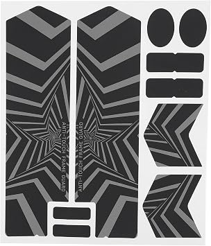 Airshi Mountain Bike Stickers, Bike Frame Protection Tape, Black, Polyurethane Gauze, Modern Style, Star Pattern, Rectangular Shape, Outdoor Usage, 10 Pieces