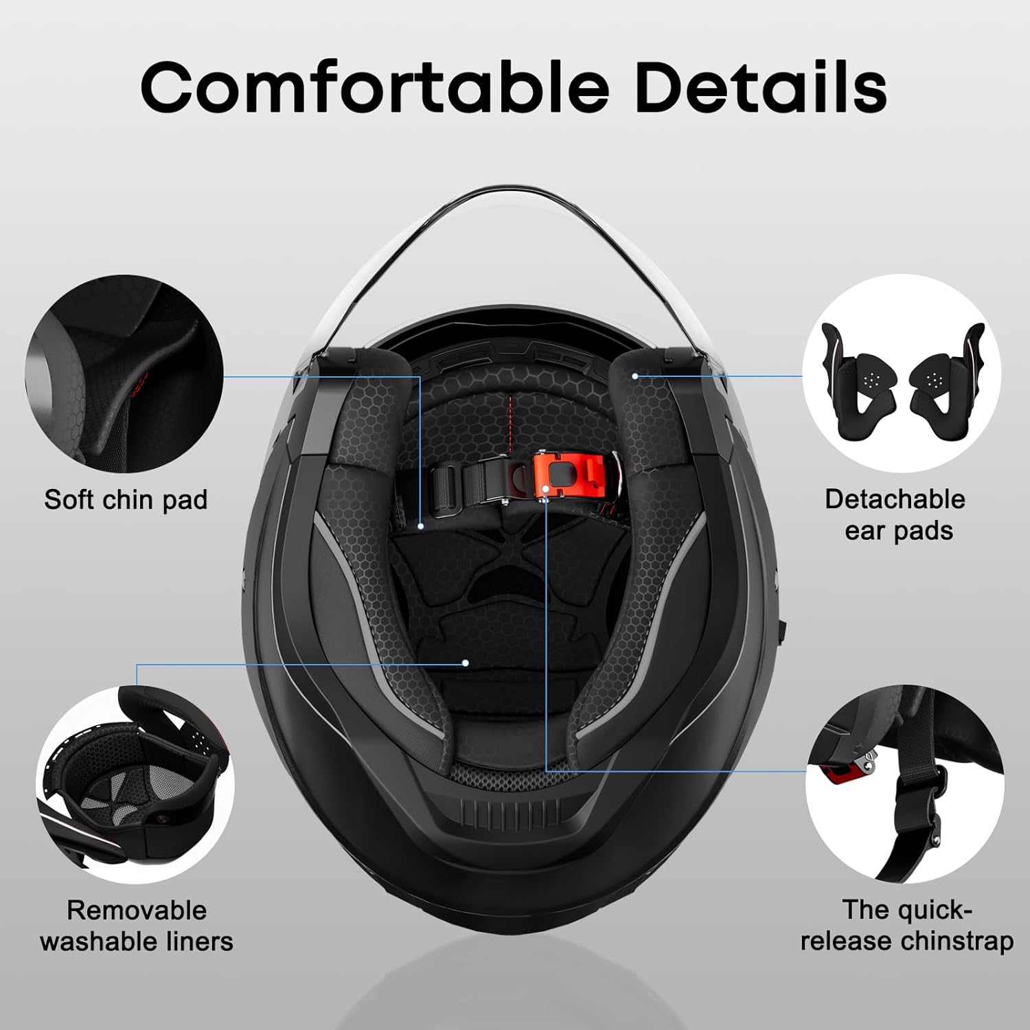 Motorcycle Helmets for Adults, Open Face Motorcycle Helmet with Dual Visor, Casco para Moto DOT Certified, ATV Dirt Bike Snowmobile Motocross Helmet for Men Women, Quick Release Strap, AP-836