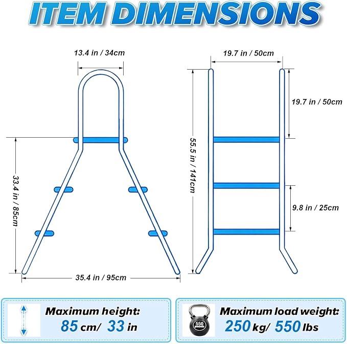Escalera de piscina doble cara acero inoxidable 33” miniatura 2