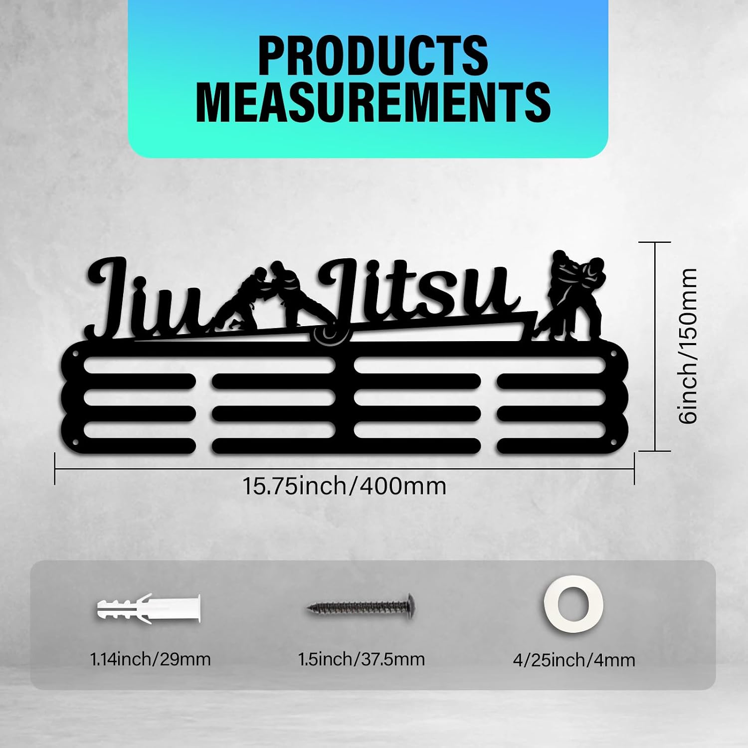 PH PandaHall Jujitsu Medal Display Hanger Holder Jiu Jitsu Pattern Medal Holder 15.7" Awards Ribbon Hanger Medal Display Wall Rack Sports Medal Hanger Display for Sports Athletes Awards Ribbons Cheer