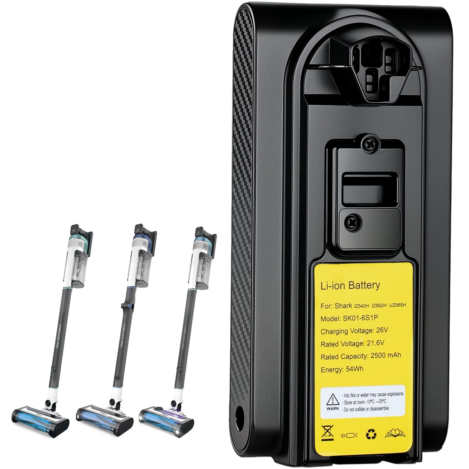 Photo 1 of **MISSING CHARGER CORD** Nekuma High-Capacity Replacement Lithium Battery for Shark XBATR620SL, Compatible with IZ540H, IZ562H, UZ565H Cordless Vacuum Cleaners, Accessories Parts (NOT for IZ840H/IZ862H/UZ865H Models)