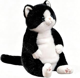 Realistic Black Cat Plush 8.5 inch Small Size Cute Kitten Kitty Stuffed Animal Ultra Soft Plushies Toys Kawaii Gifts for Kids Adults
