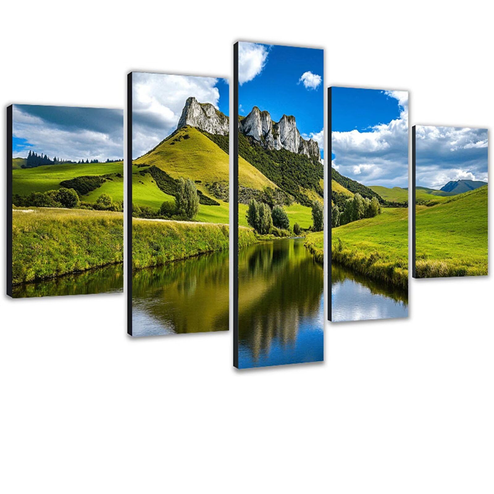 Diamond Painting Erwachsene Groß XXL 5 Teilig 125x250cm, 5D Diamond Painting Landschaft Diamant Paintings Bilder Bastel Sets, Malen Nach Zahlen Erwachsene, Bausätze für Diamantmalerei See 0m-1038