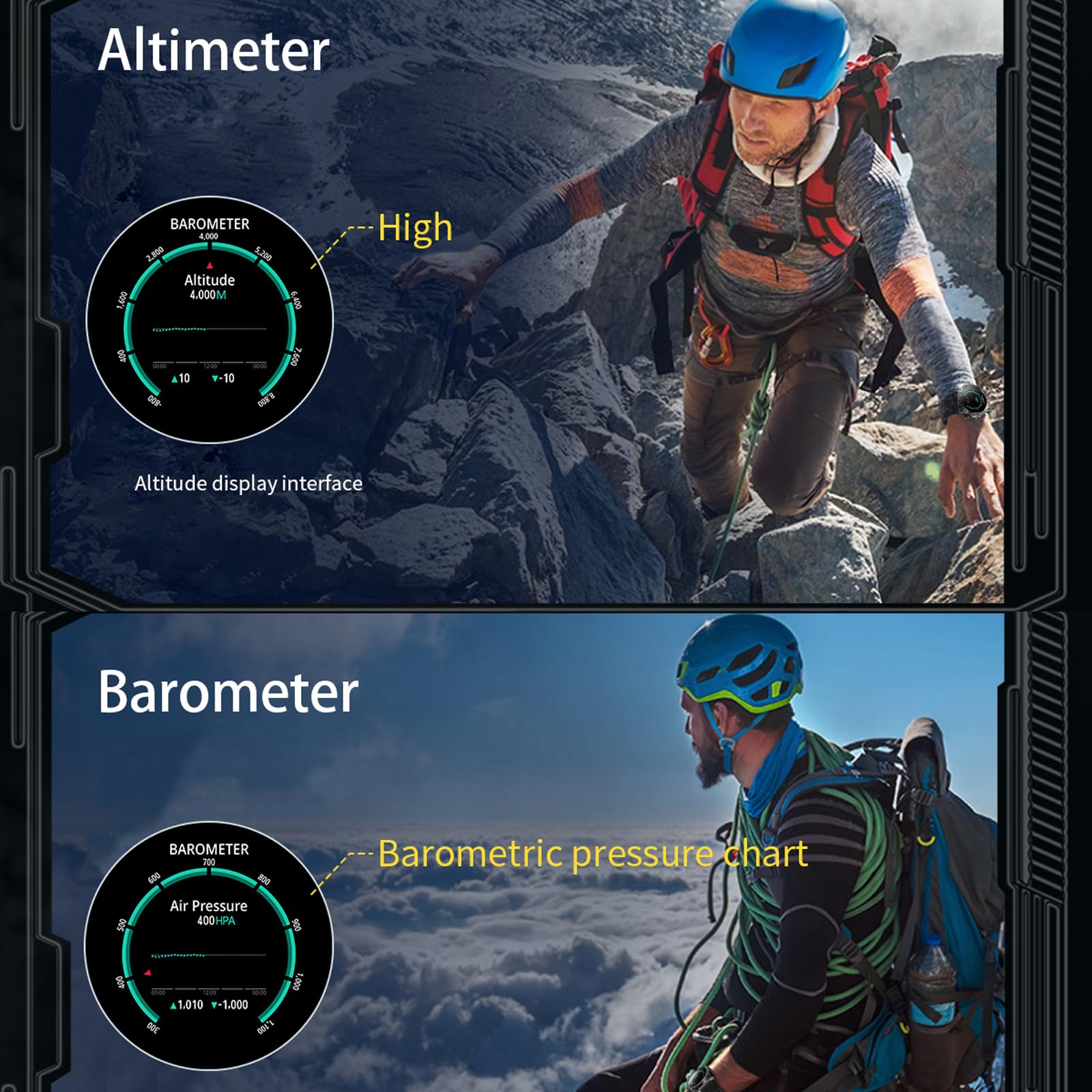 findtime Reloj inteligente militar para hombre con función de teléfono, brújula, altímetro, barómetro, 1,43 pulgadas, AMOLED resistente, reloj de correr para exteriores para Android iOS