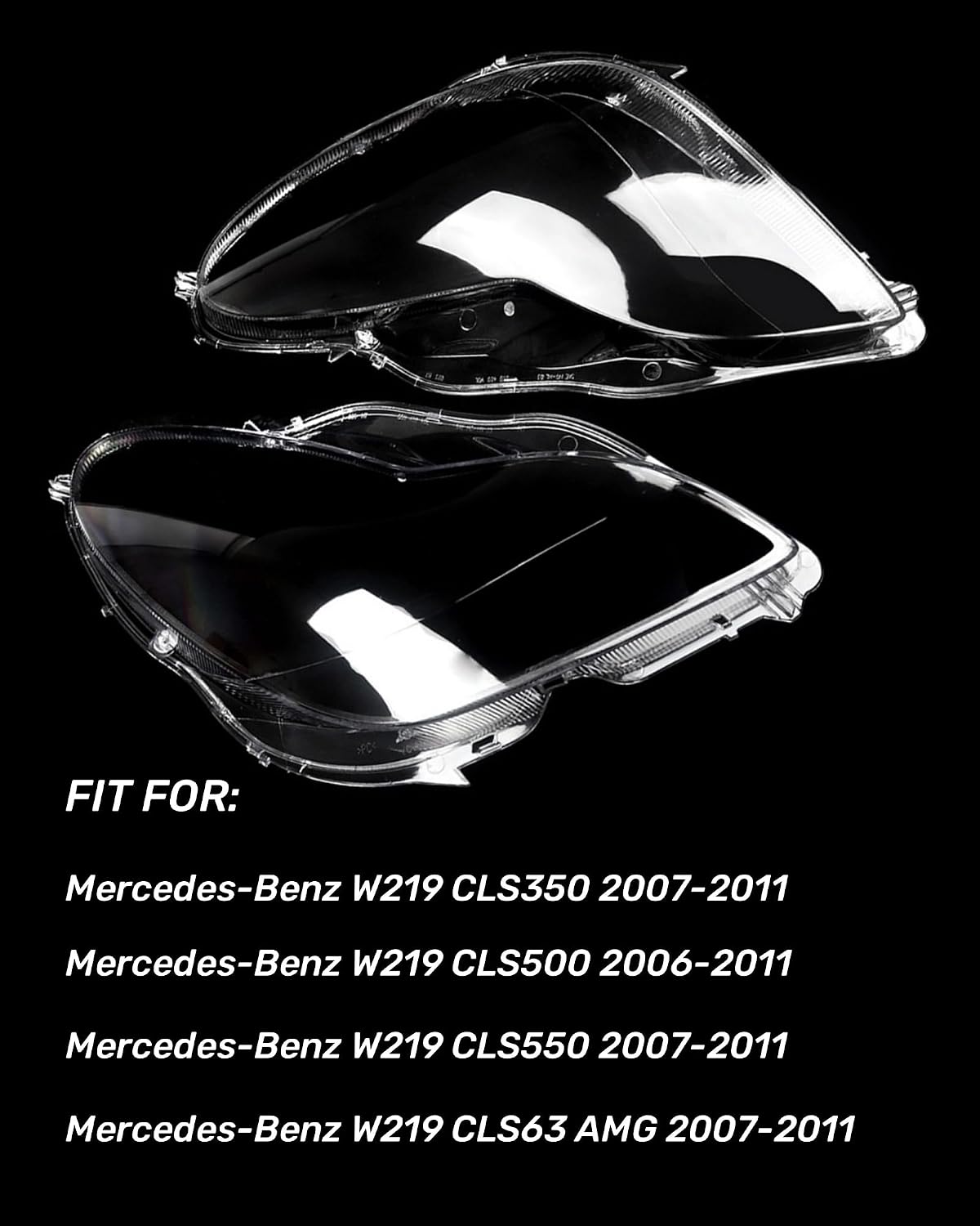 Car Headlight Headlamp Clear Lens Cover Fit for Mercedes-Benz W219 CLS350 CLS500 CLS550 2006-2011, Front Left and Right Side Light Covers Replaces# A2198202961, A2198203061
