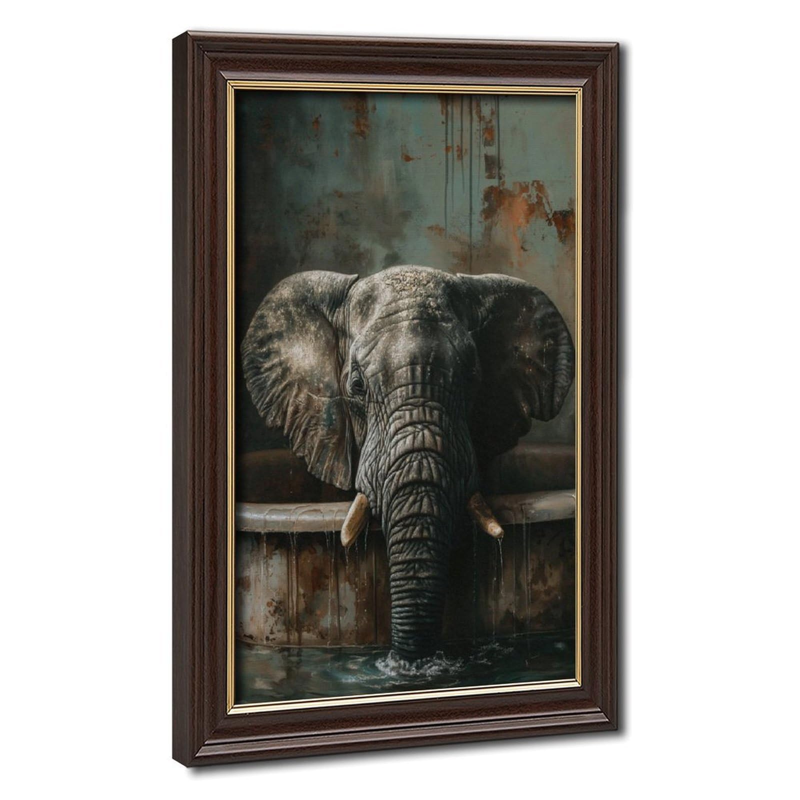 Bareronor Bathroom Elephant Poster Canvas Poster Bedroom Decor Landscape Office Room Decor Gift 24" L X 36" W