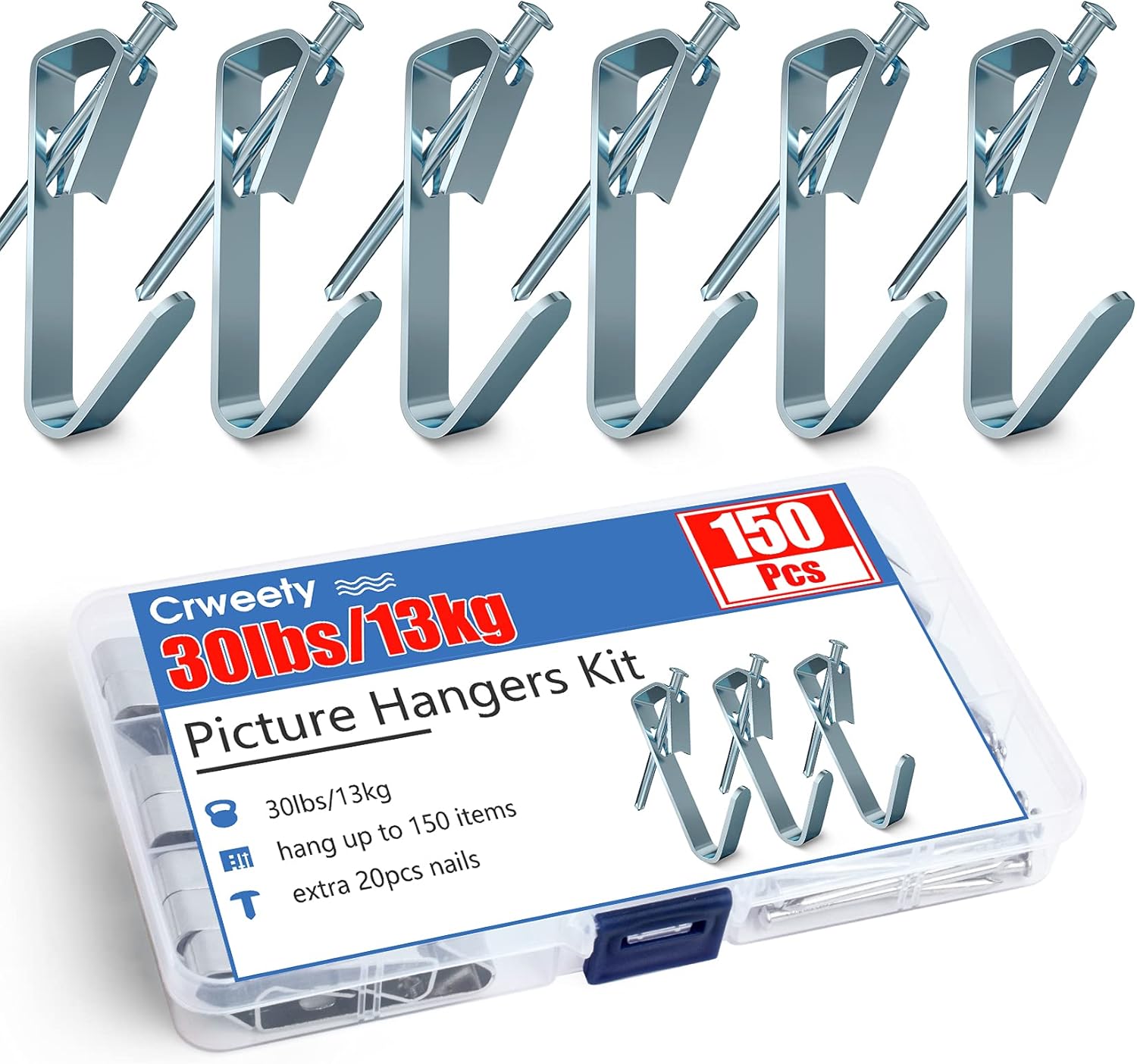 70 Pieces Picture Hangers, 50lbs Professional Picture Hanging Hardware For Heavy Duty Picture Hooks with Nails, Picture Hang Kit For Office Pictures, Clock, Mirror, House Decoration, Wall Hanger - - 