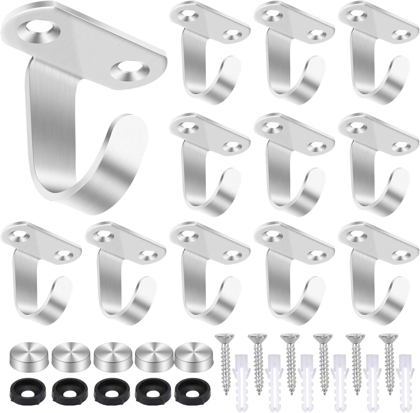 SelfTek 12 Pack Wall Mounted Ceiling Hooks Heavy Duty Stainless Steel ...