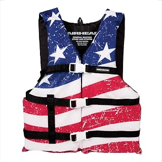 Sportstuff Type III Life Jacket US Coast Guard Approved Open Sides with 3 Body Belts & Buckles Quick Dry Fabric, Secure Fit, Comfortable Stars & Stripes