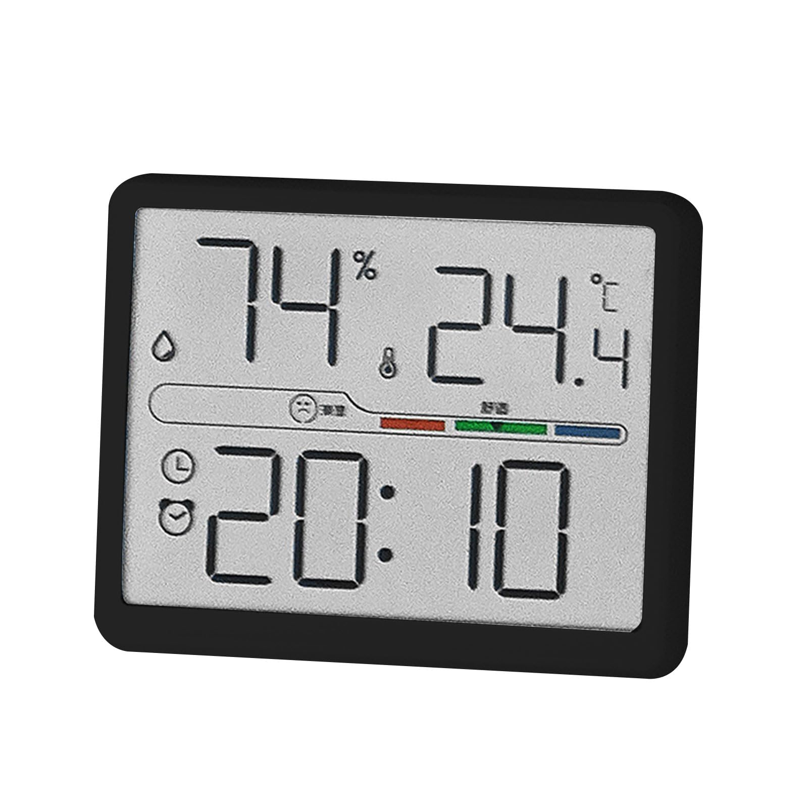 Beimus Functional Digital Alarm Clock with Back, Indoor Temperature and Humidity Display Clearly Screen for Date Time Refrigerator Clock