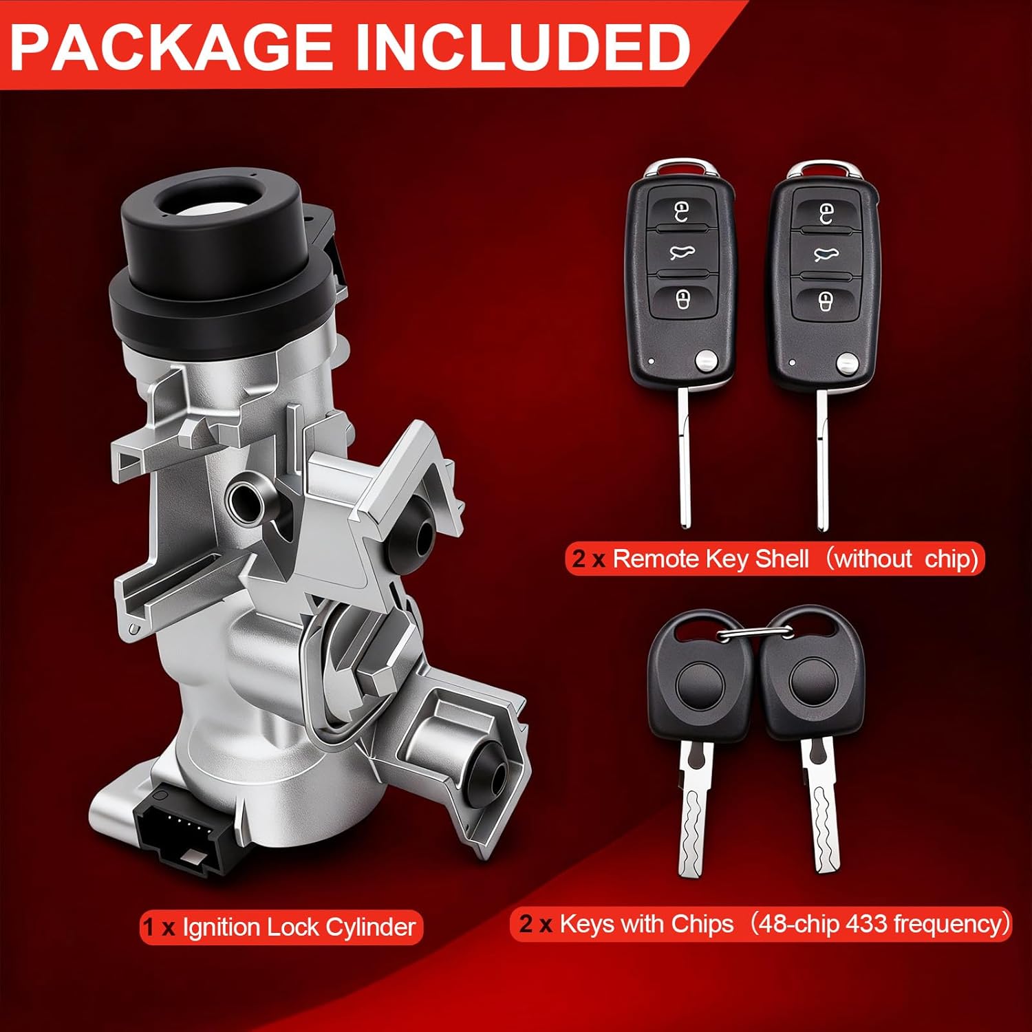 1K0905851B Ignition Switch Lock Cylinder with Key for MK6 2006-2008 2009-2019 VW Jetta Passat, 2004-2007 2010 2011 Golf EO Rabbit Tiguan Ignition Starter Switch, Replace#1K0905841 1K0905865