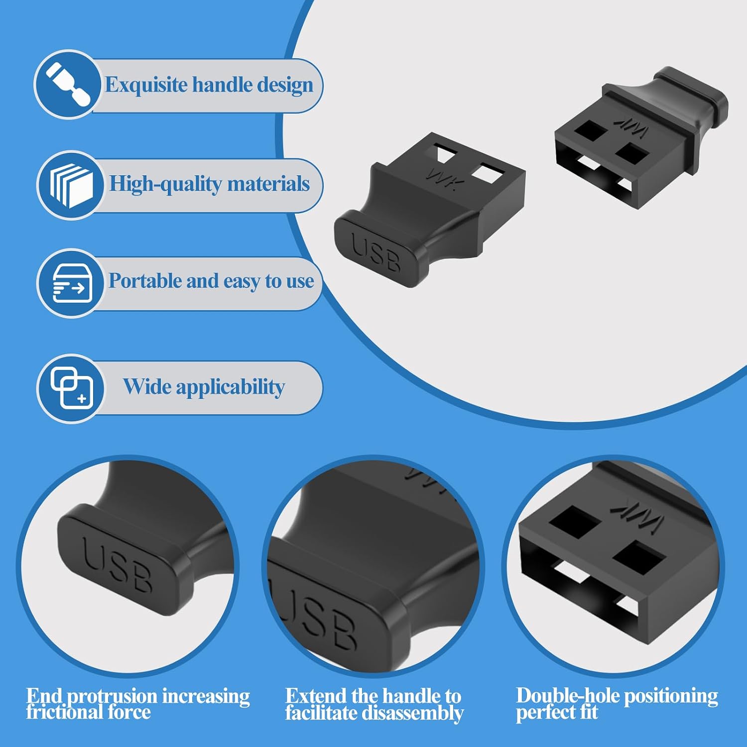 10PCS USB Type-A Dust Cover Port Plugs,Easy to Grip USB-A Plug Cover,USB Female Ports Protecor Kit with 2PCS Cleaning Brush,for All USB Type-A