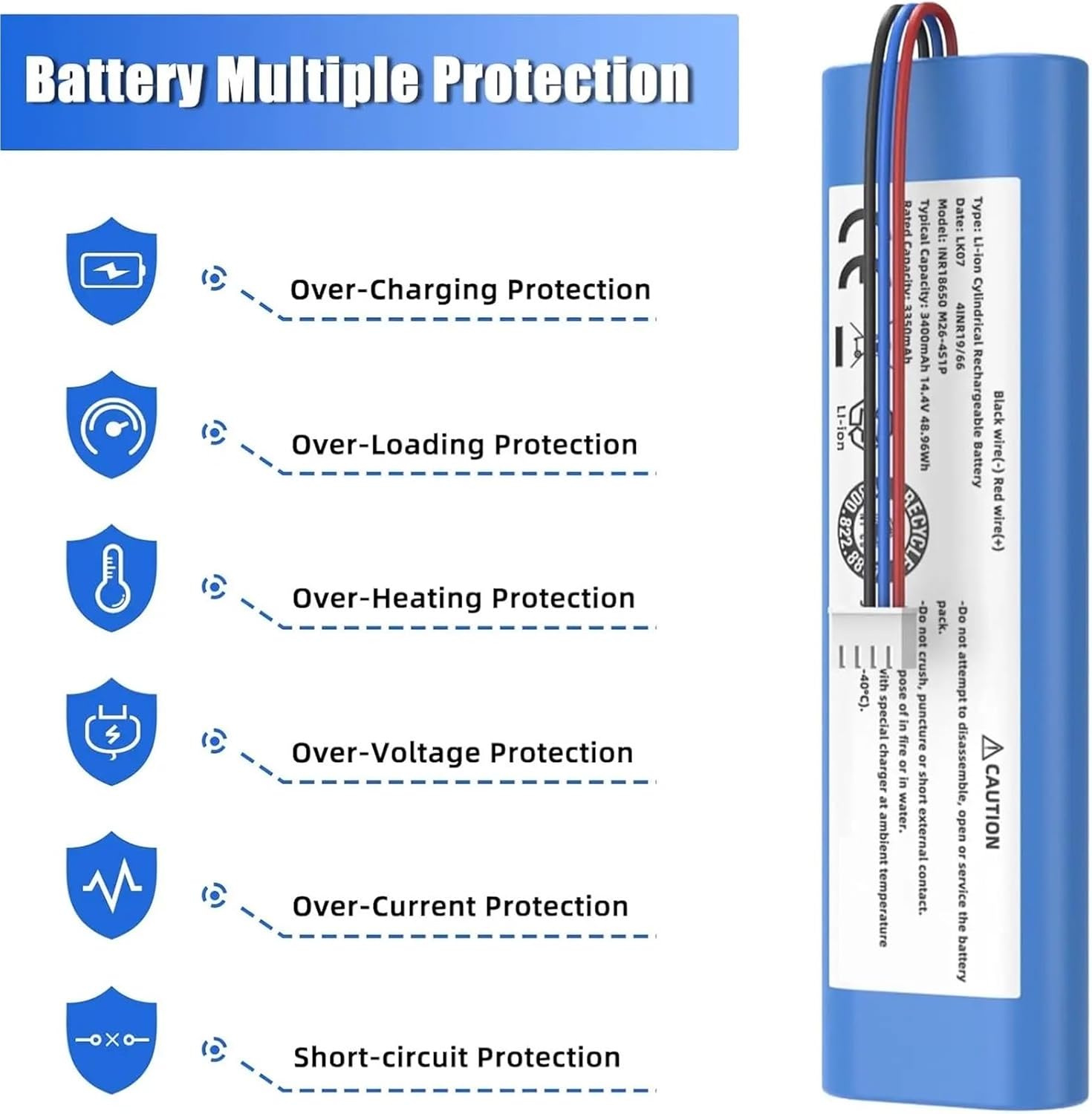 14.4V Li-ion Replacement Battery, Compatible For Ecovacs, Compatible For Deebot, Ozmo 900 901 905 920 930 937 N8 Pro, Robot Vacuum Cleaner Battery
