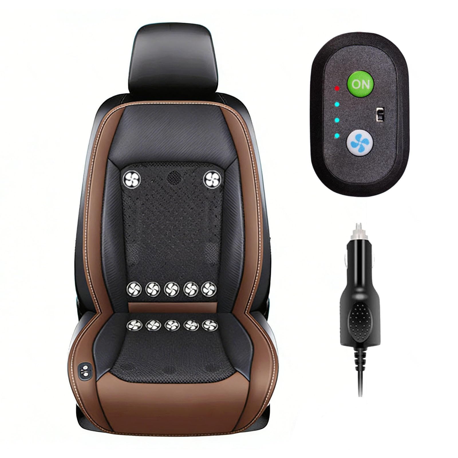 LRF-yxkj Ventilated Car Seat Cover 12V-24V 3 Cooling Air Speeds Ventilated Seat Cover for Car Suv Truck Universal Fit,Brown-12V12Fan