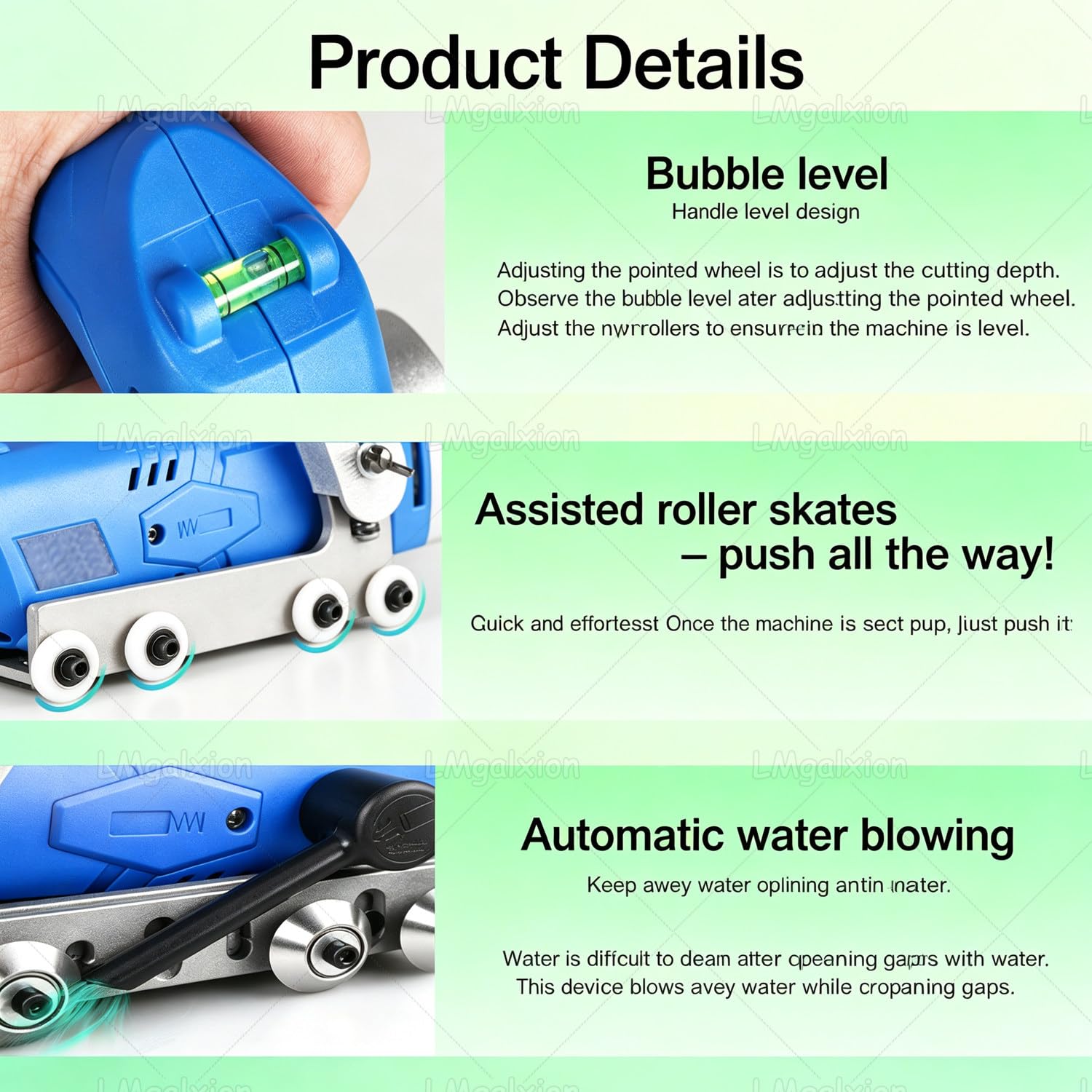 Set Completo per La Pulizia Elettrica delle Fughe:Motore Potente da 1200w,Sacco di Raccolta Polvere Integrato,Lama da 100 Mm per Fughe da 1,5-2 Mm E profondità Regolabile Standard