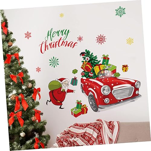 Miniatura 2 de Garneck 1 juego de calcomanías de pared de Navidad para ventanas, calcomanías de pared de Navidad para ventana, decoración de pared de Navidad,