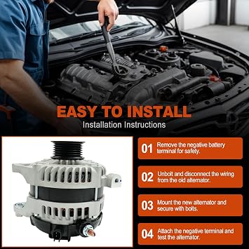 Alternator for Dodge Grand Caravan 2008-2010, for Chrysler Town & Country 2008-2010, Voyager 2008, for Jeep Wrangler 2007-2008, VW Routan 2009-2010 3.3L 3.8L, 160Amp CW 12V OE 7B0903015, 90-29-5700