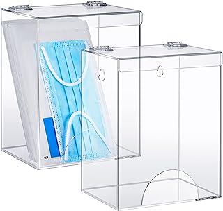 Kathfly 2 Pcs Acrylic Dispenser for Hairnet, Emesis Bags, Wall Mount Clear Acrylic Face Mask Holder for Beard Nets, Safety Glasses, Shoe Covers