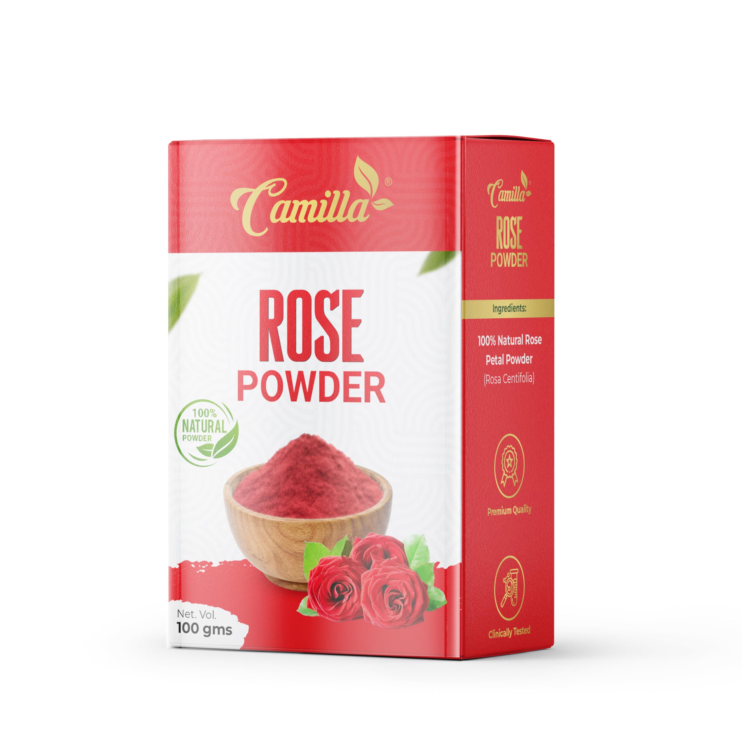Camilla Pure Rose Powder Face Pack for Skin Brightening, Tanning Reduction & Glowing Complexion (100g)