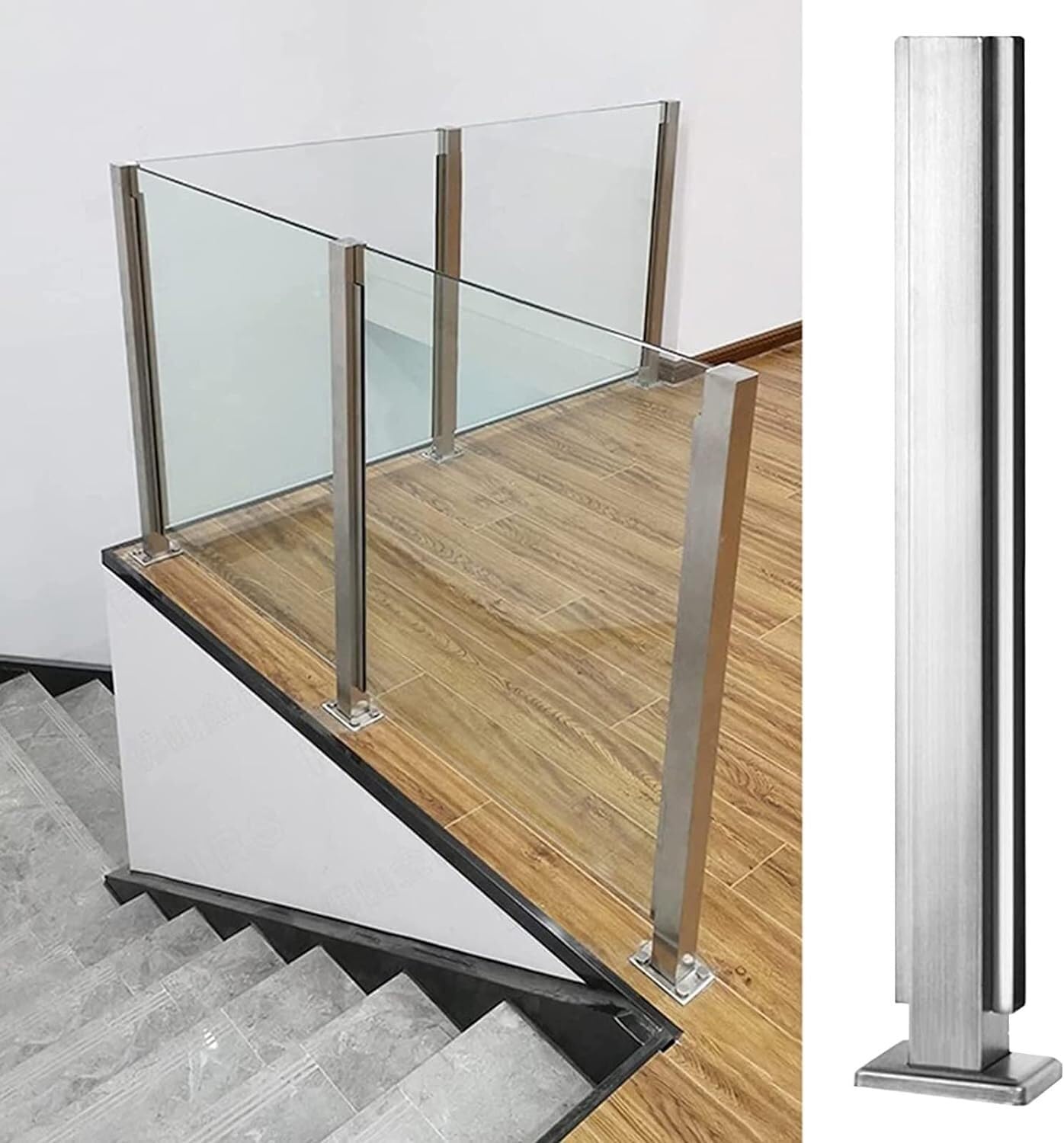 Poste de balaustrada de vidrio de acero inoxidable para columna de terraza