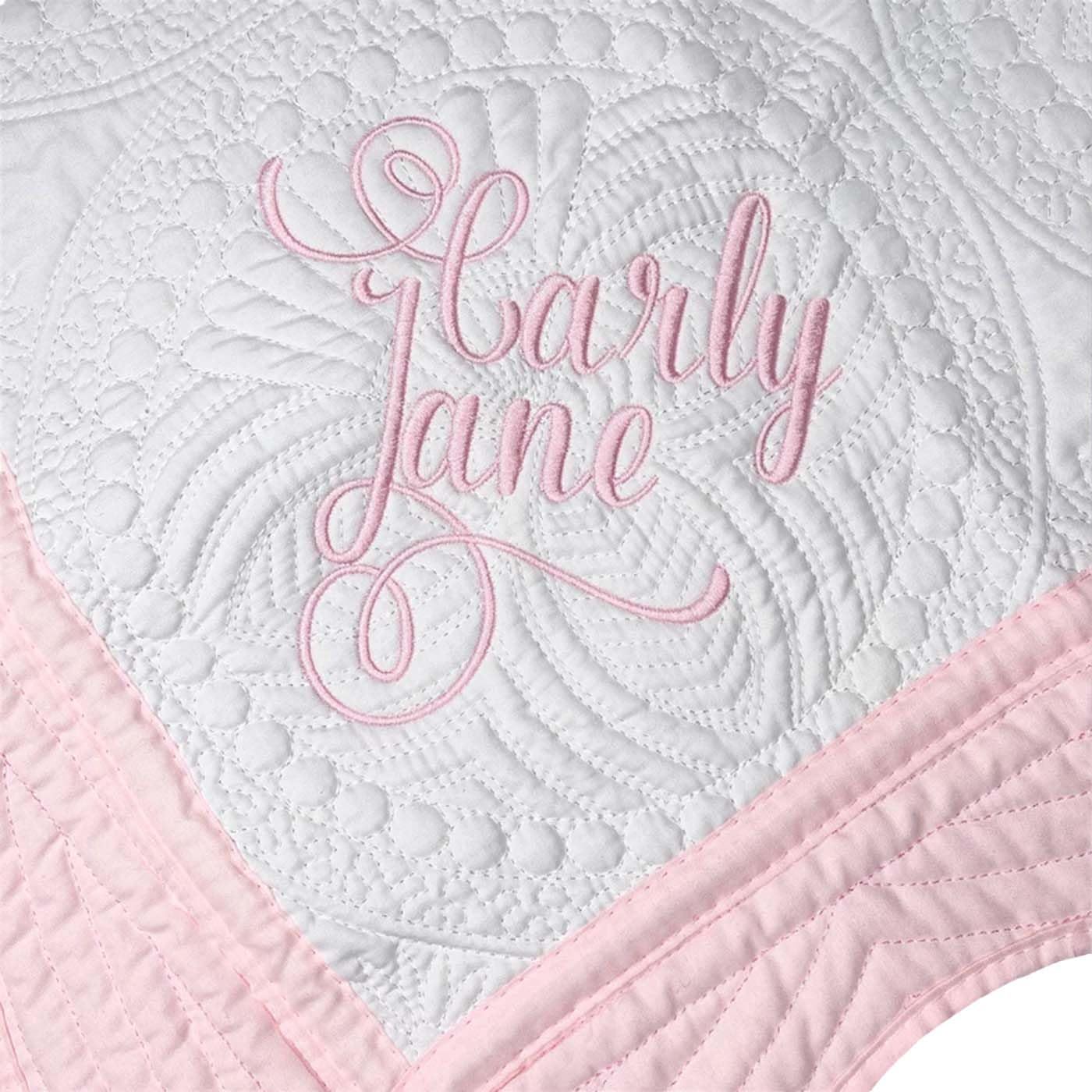 Personalized Baby Quilt Blankets Custom Embroidered Monogrammed Blankets for Kids Baby Super Soft and Cozy Cotton Baby Quilt with Scalloped Edges(36x46 Inches) (Style A)