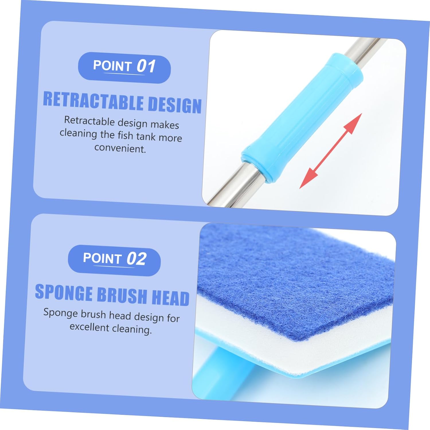 Kisangel Adjustable Handle Aquarium Cleaning Brush for Fish Tank Glass Aquarium Cleaning Tool