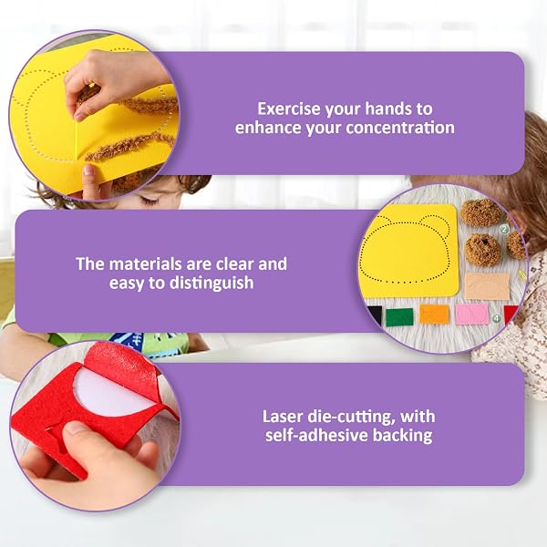 Syglawnd Ensemble de poupée de broderie bricolage 9 pièces Kit couture pour enfants animaux dessin animé mignon pour débutants maternelle couleur aléatoire, kit couture pour débutants pour enfants - 4