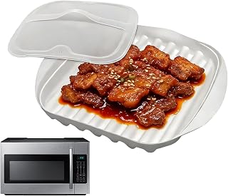 Microwave Bacon Tray - 10.6 Inch, Non Sticky Cooking Dish With Lid | Bacon Tray For Microwave, Pizza Meat Hot Dogs Sausage Tacos Meal Prep Kitchen Home Use