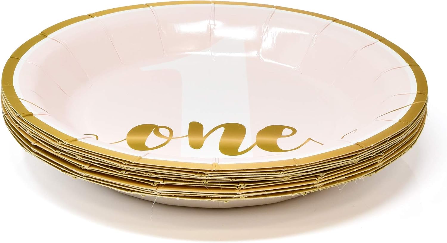 Girls First Birthday Party Supplies Tableware Set Includes 24 9" Plates 24 7" Plate 24 9 Oz Cups 50 Lunch Napkins 1st Baby Girl One Year Old Pink and Gold Dot Themed Dinnerware Disposable Paper Goods
